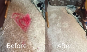 nail polish stain on carpet before and after cleaning
