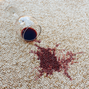 Wine Stained Carpet that needs stain removal