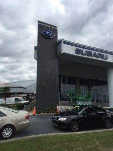 Commercial Cleaning and Sealing of the Slate Tile Wall at Anderson Subaru in Pensacola